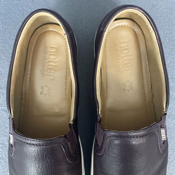 Hotter Slip On Loafer Shoe Women 9 Violet Plum Leather Flat Comfy Boho Casual - Picture 5 of 16